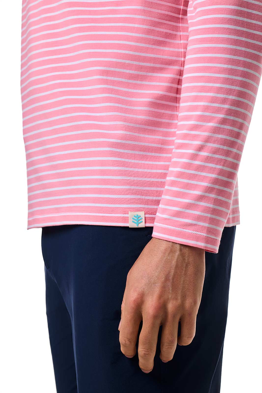 Men's Morada Everyday Long Sleeve T-Shirt | Flamingo Pink/White Stripe