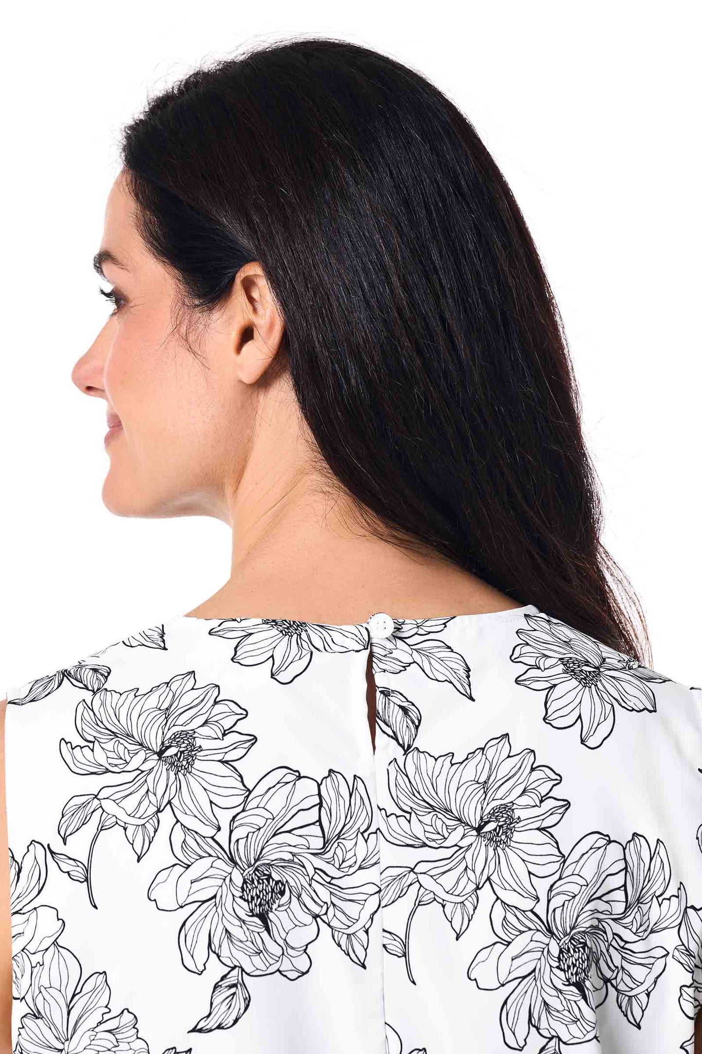 Women's St. Tropez Swing Tank Top | White/Black Perfect Peony