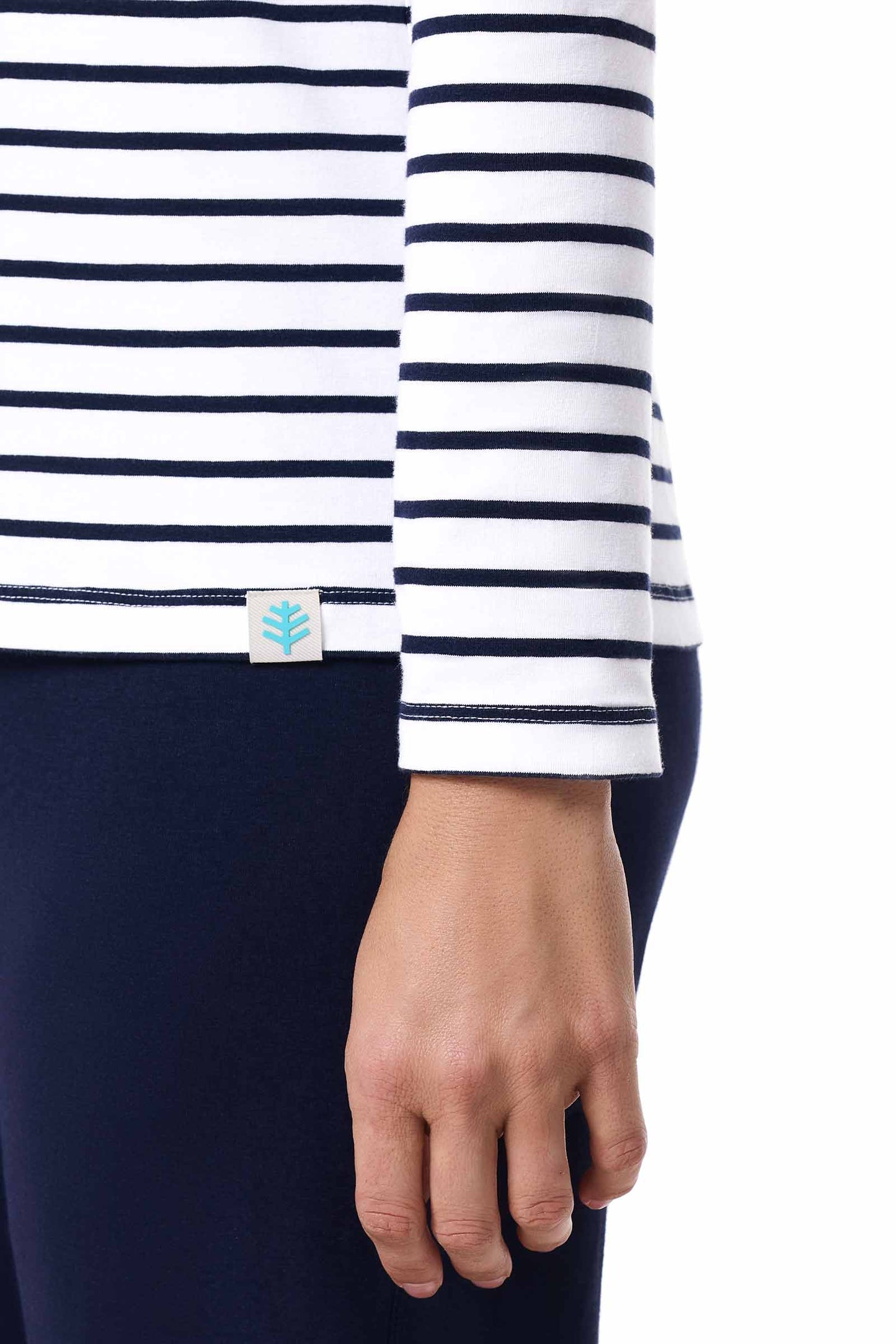 Women's Morada Everyday Long Sleeve T-Shirt | White/Navy Stripe