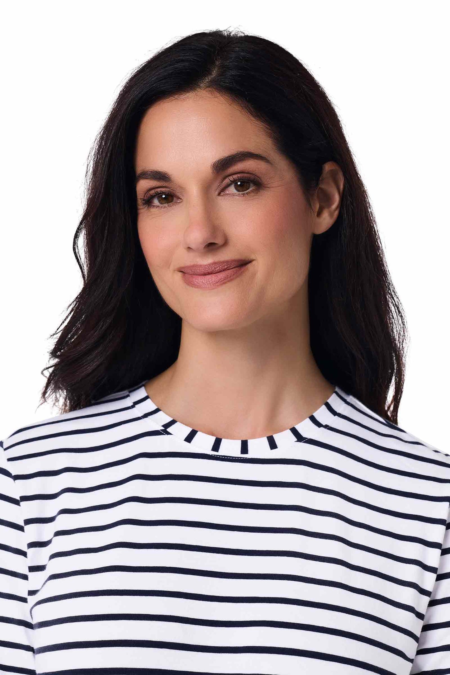 Women's Morada Everyday Long Sleeve T-Shirt | White/Navy Stripe