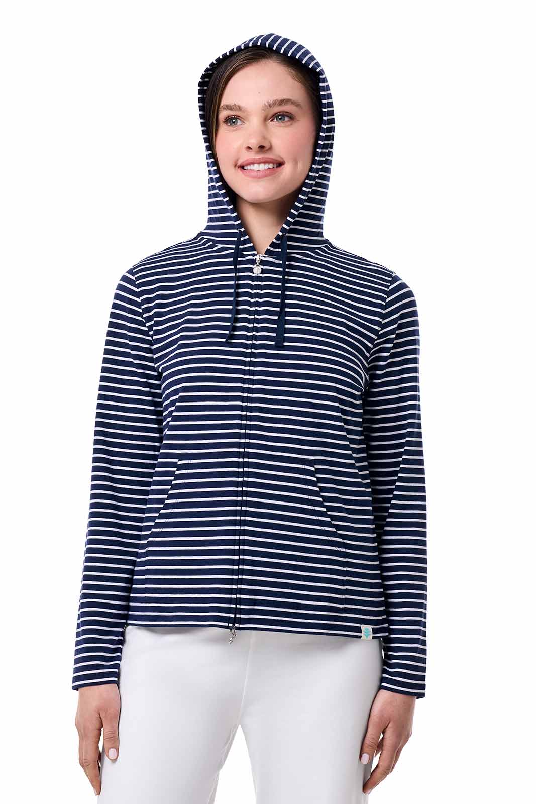 Women's Seaside Hoodie | Navy/White Stripe