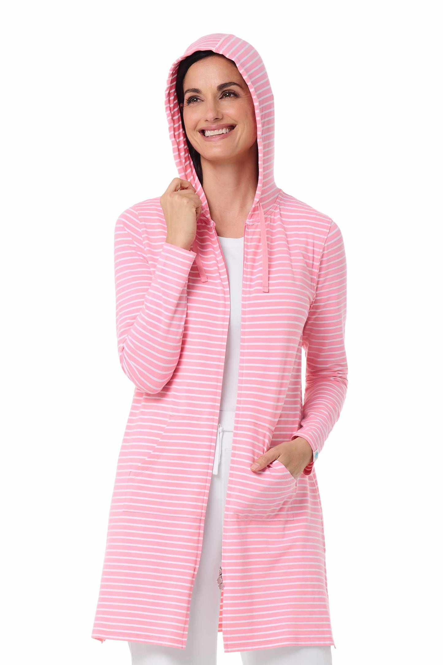 Women's Cabana Hoodie | Flamingo Pink/White Stripe