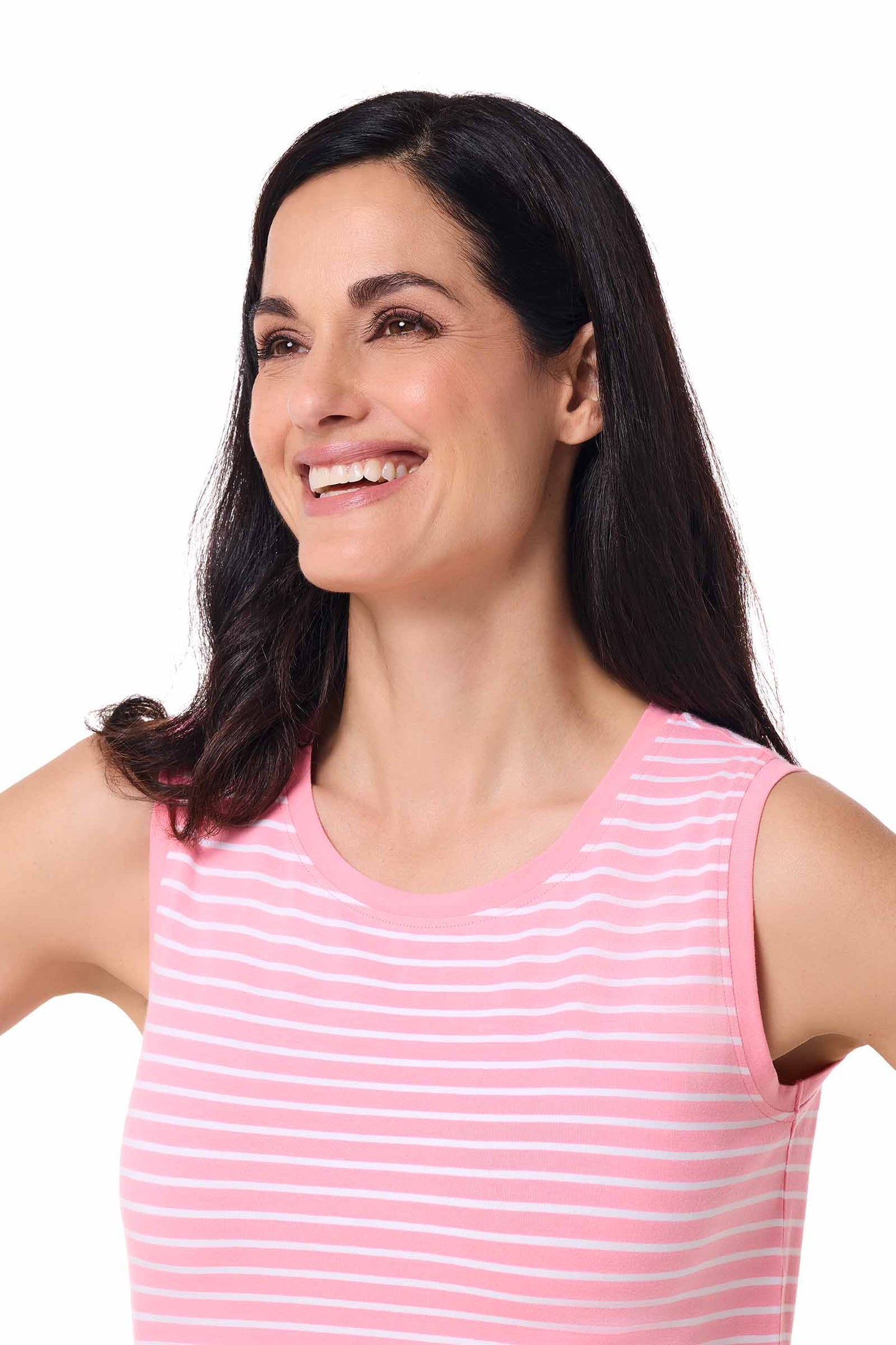 Women's Morada Everyday Basic Tank | Flamingo Pink/White Stripe