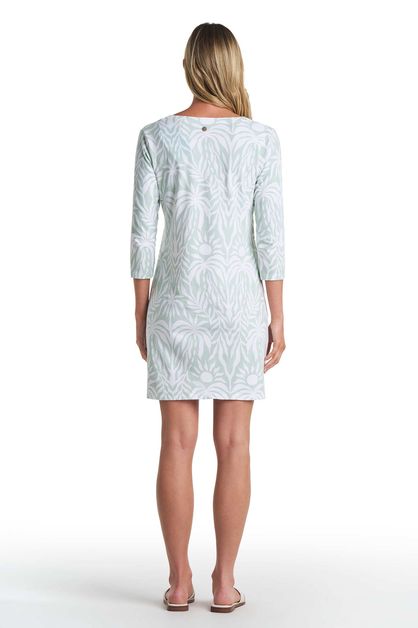 Women's Oceanside Tunic Dress | Misty Aqua American Palm
