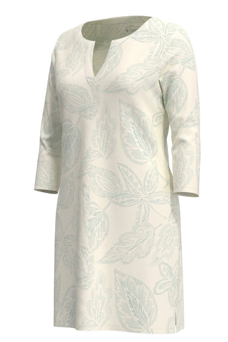 Women's Oceanside Tunic Dress | Vanilla Embroidered Leaves