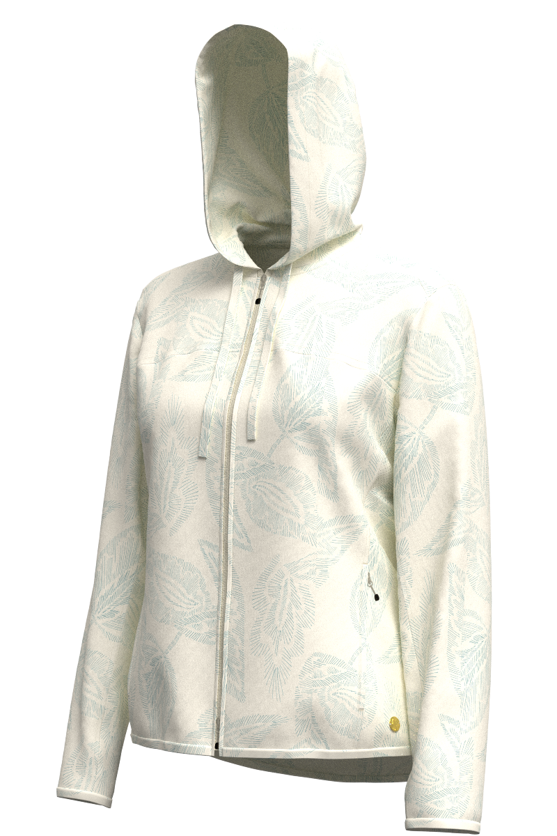 Women's Arcadian Packable Sunblock Jacket | Vanilla Embroidered Leaves