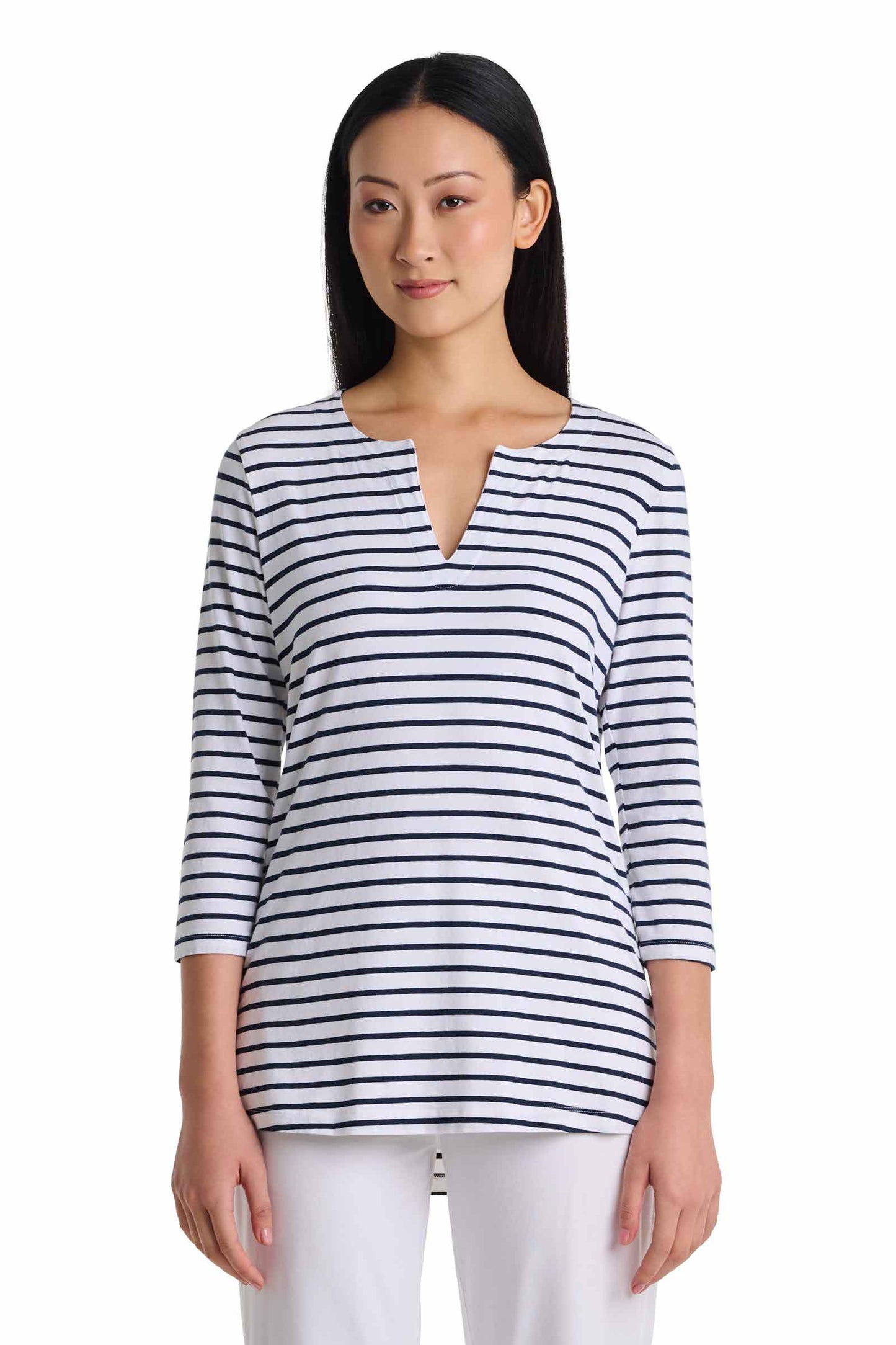 Women's St. Lucia Tunic Top | White/Navy Stripe