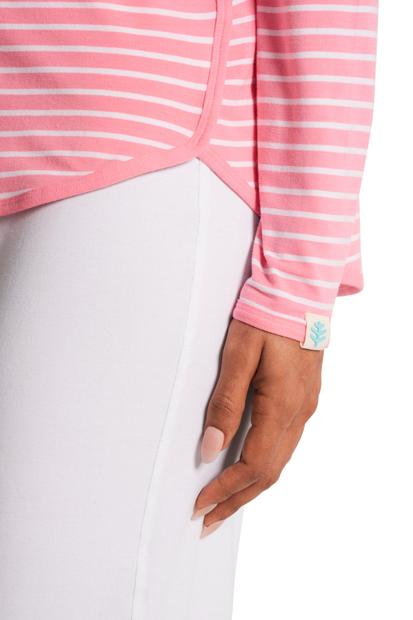 Women's Heyday Side Split Shirt | Flamingo Pink/White Stripe