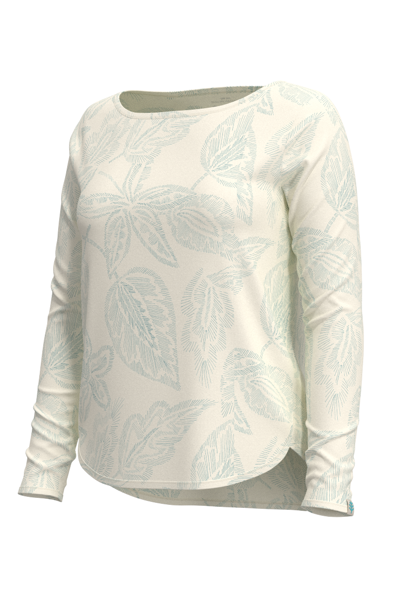 Women's Heyday Side Split Shirt | Vanilla Embroidered Leaves