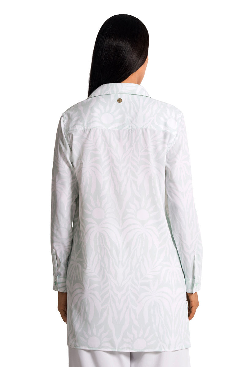 Women's Santorini Tunic Shirt | Misty Aqua American Palm