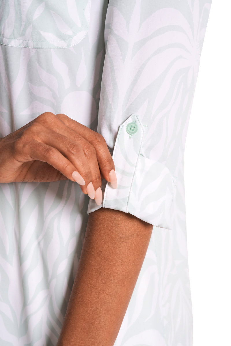 Women's Santorini Tunic Shirt | Misty Aqua American Palm