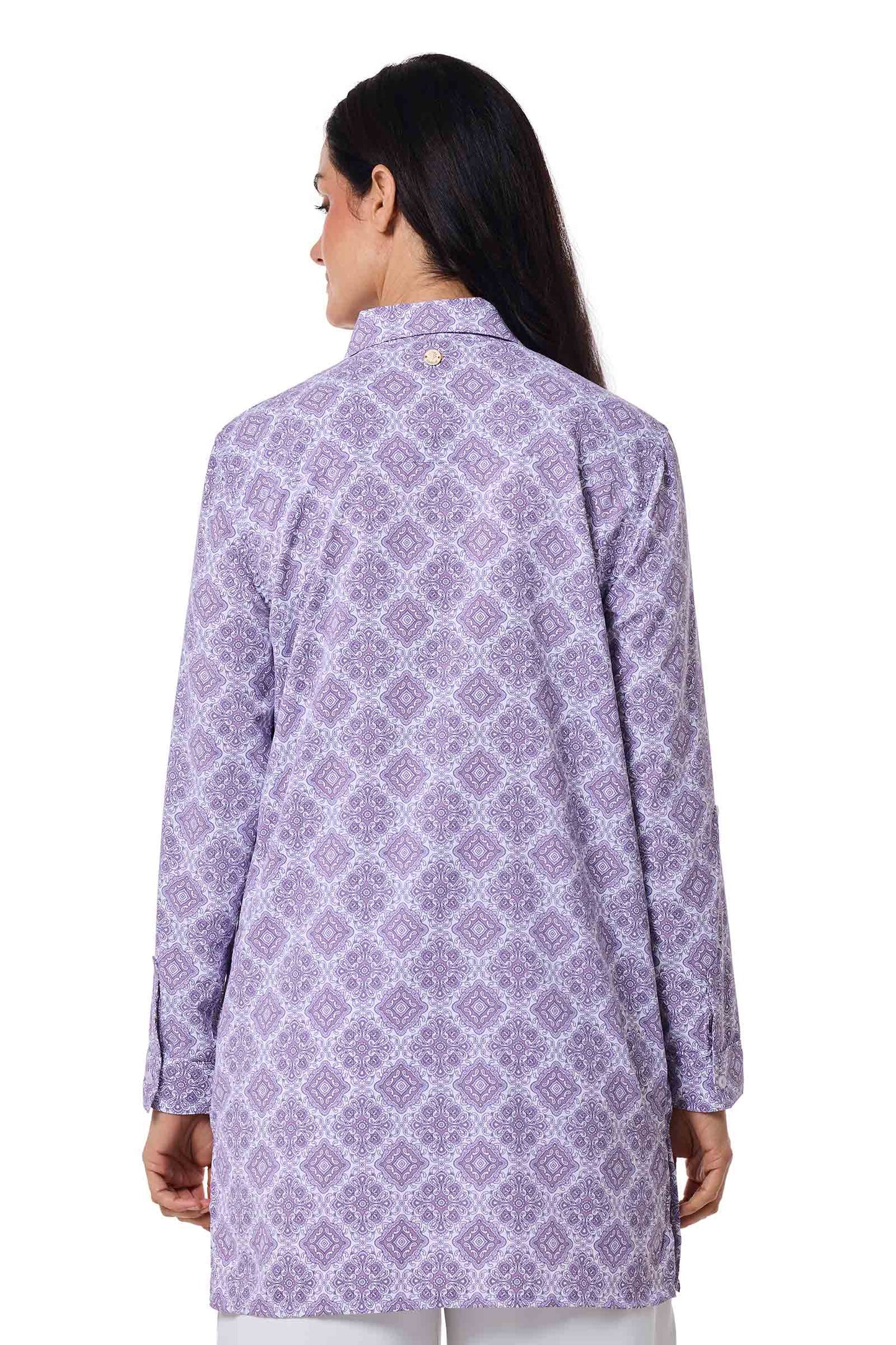 Women's Santorini Tunic Shirt | Lavendula Diamond Mandala