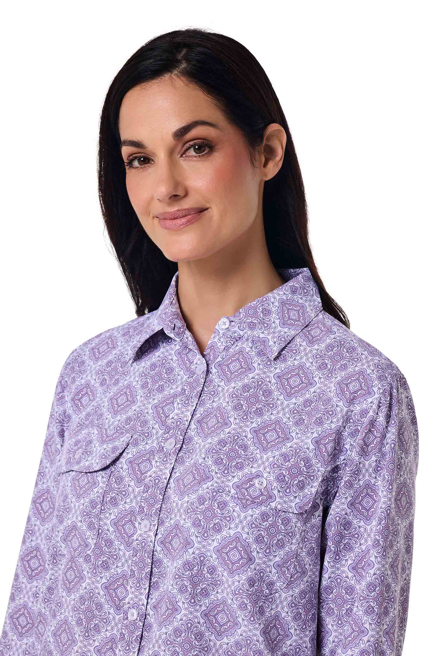 Women's Santorini Tunic Shirt | Lavendula Diamond Mandala