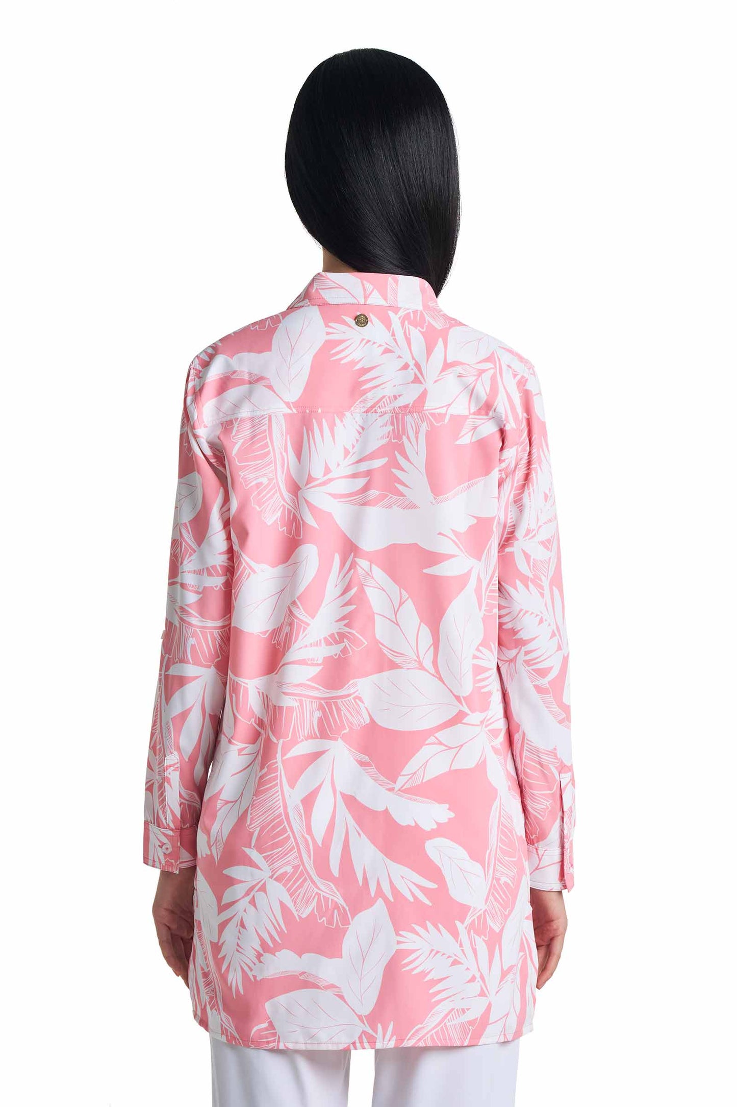 Women's Santorini Tunic Shirt | Flamingo Pink Palm Paradise