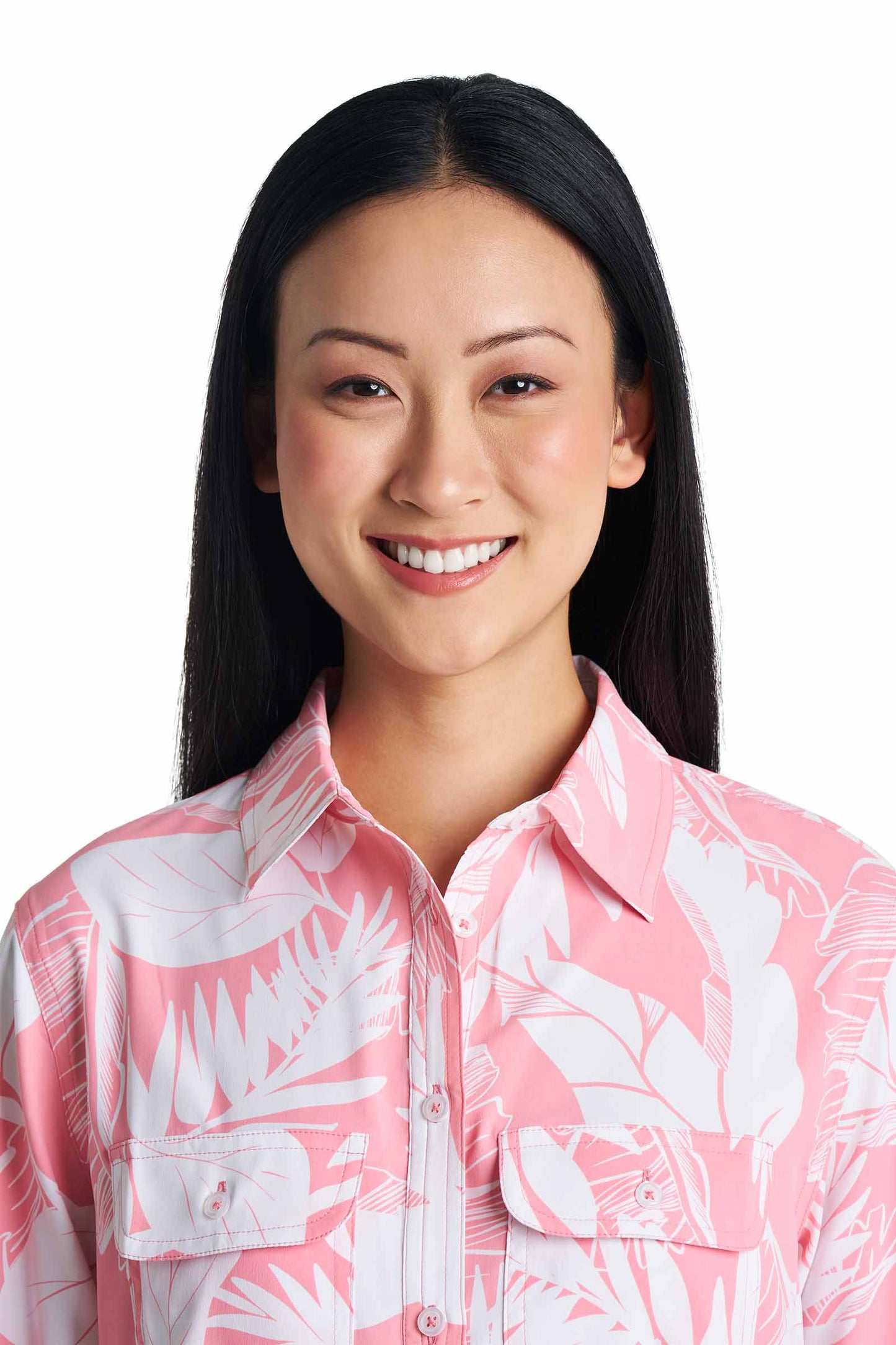 Women's Santorini Tunic Shirt | Flamingo Pink Palm Paradise