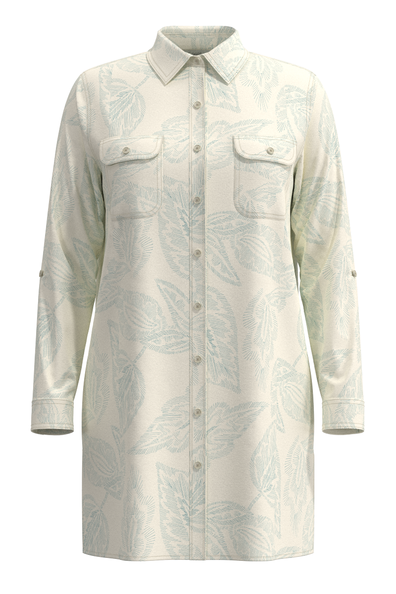 Women's Santorini Tunic Shirt | Vanilla Embroidered Leaves