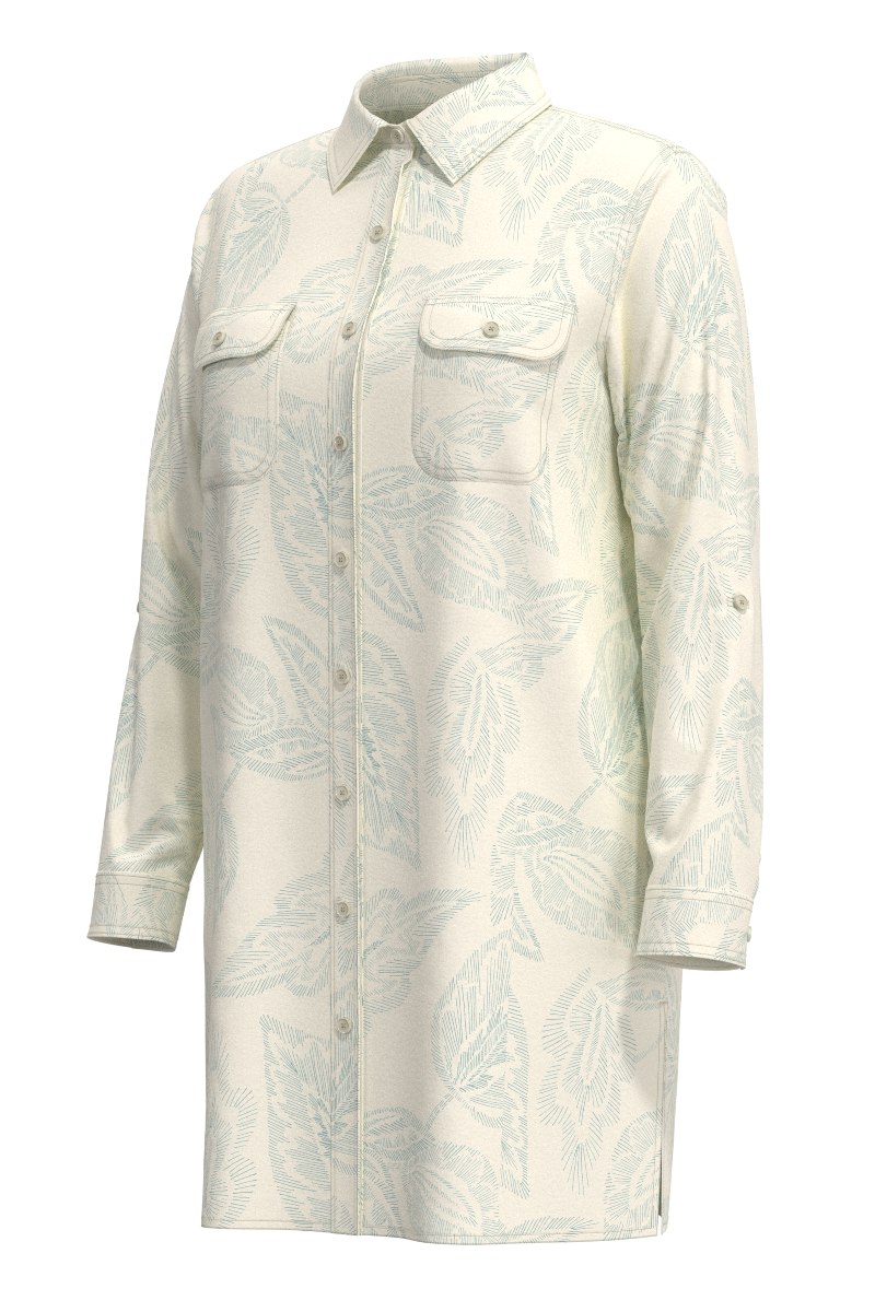 Women's Santorini Tunic Shirt | Vanilla Embroidered Leaves
