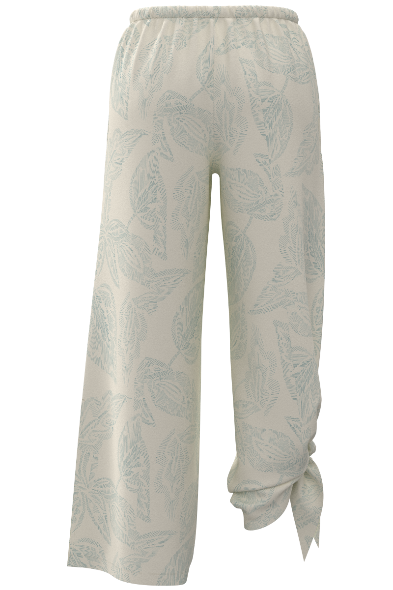 Women's Petra Wide Leg Pants | Vanilla Embroidered Leaves