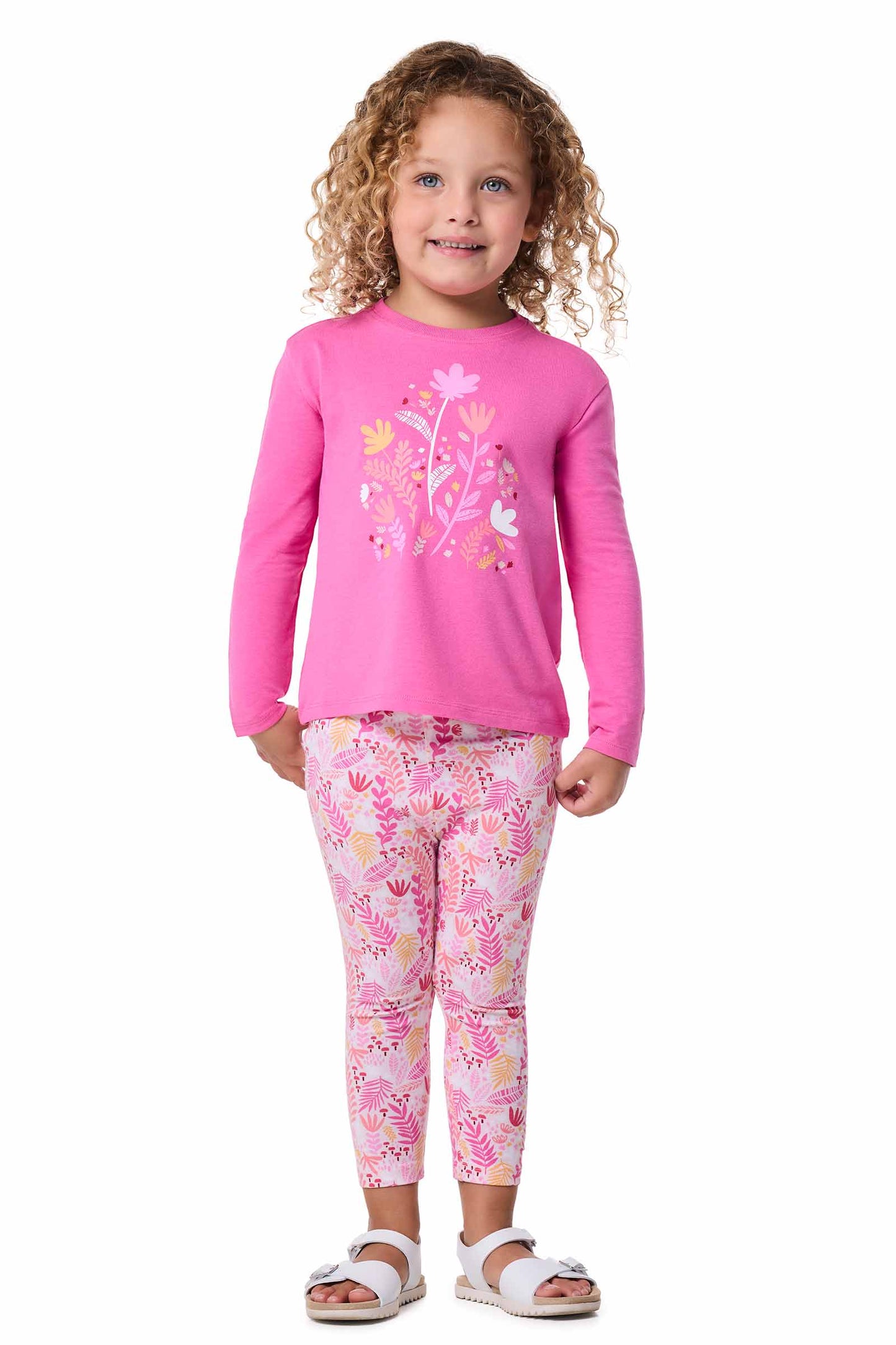 Kid's Coco Plum Everyday Long Sleeve T-Shirt | Tulip Pink Blooming Forest
