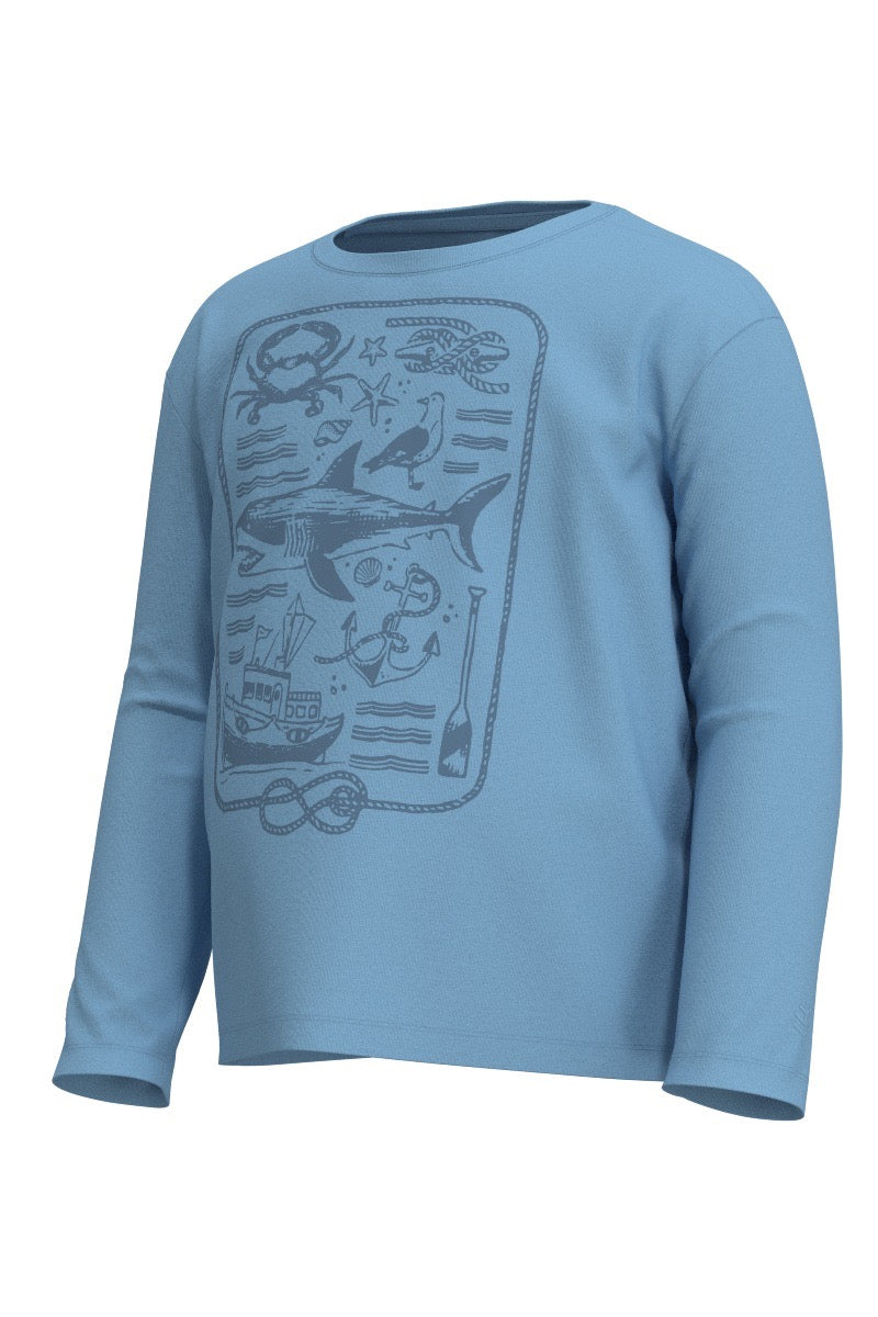 Kid's Coco Plum Everyday Long Sleeve T-Shirt | Arctic Blue Sea Tales