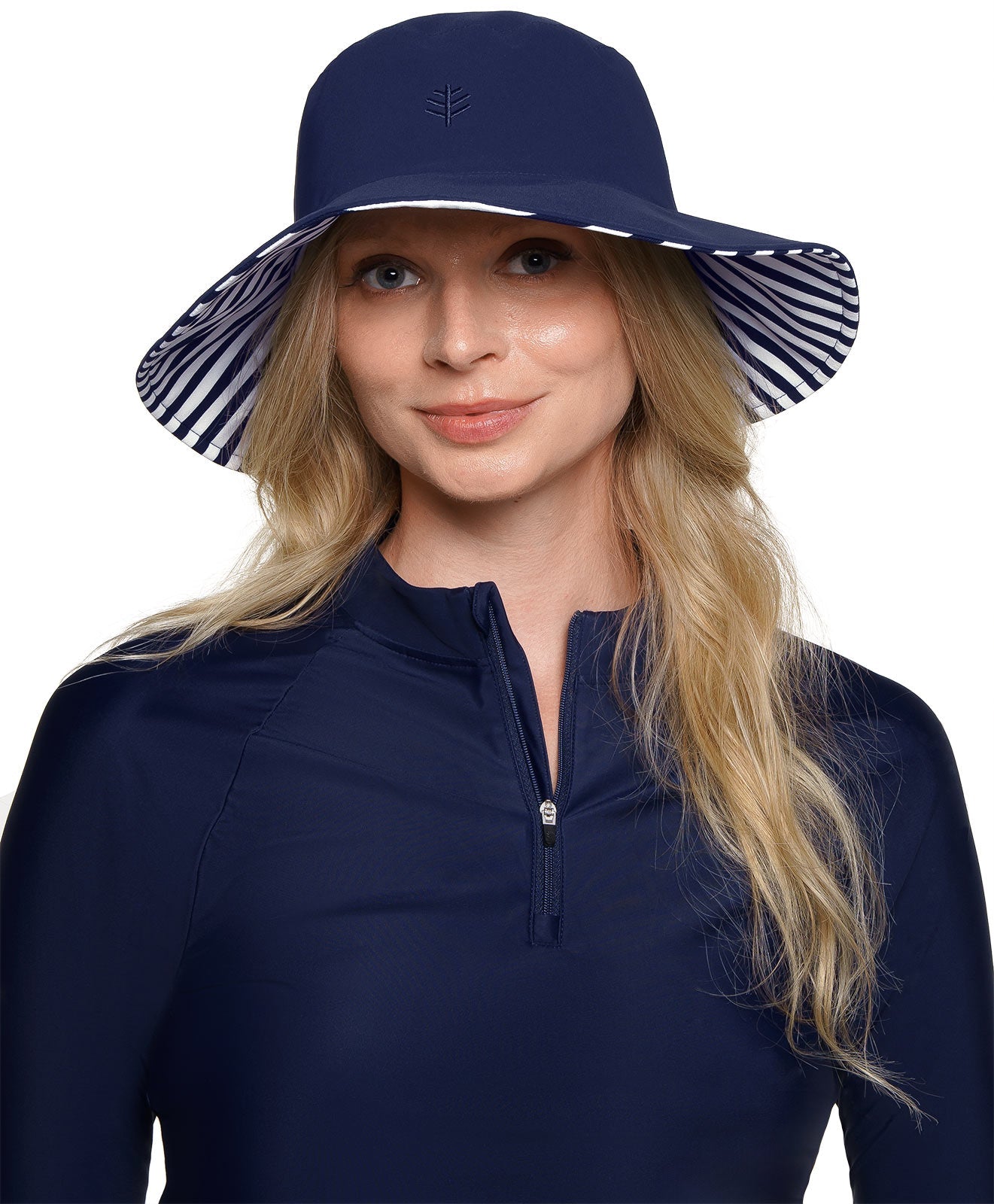Women's Ariel Reversible Pool Hat | White/Navy Stripe