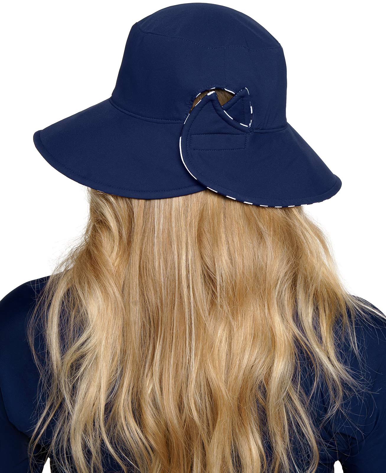 Women's Ariel Reversible Pool Hat | White/Navy Stripe