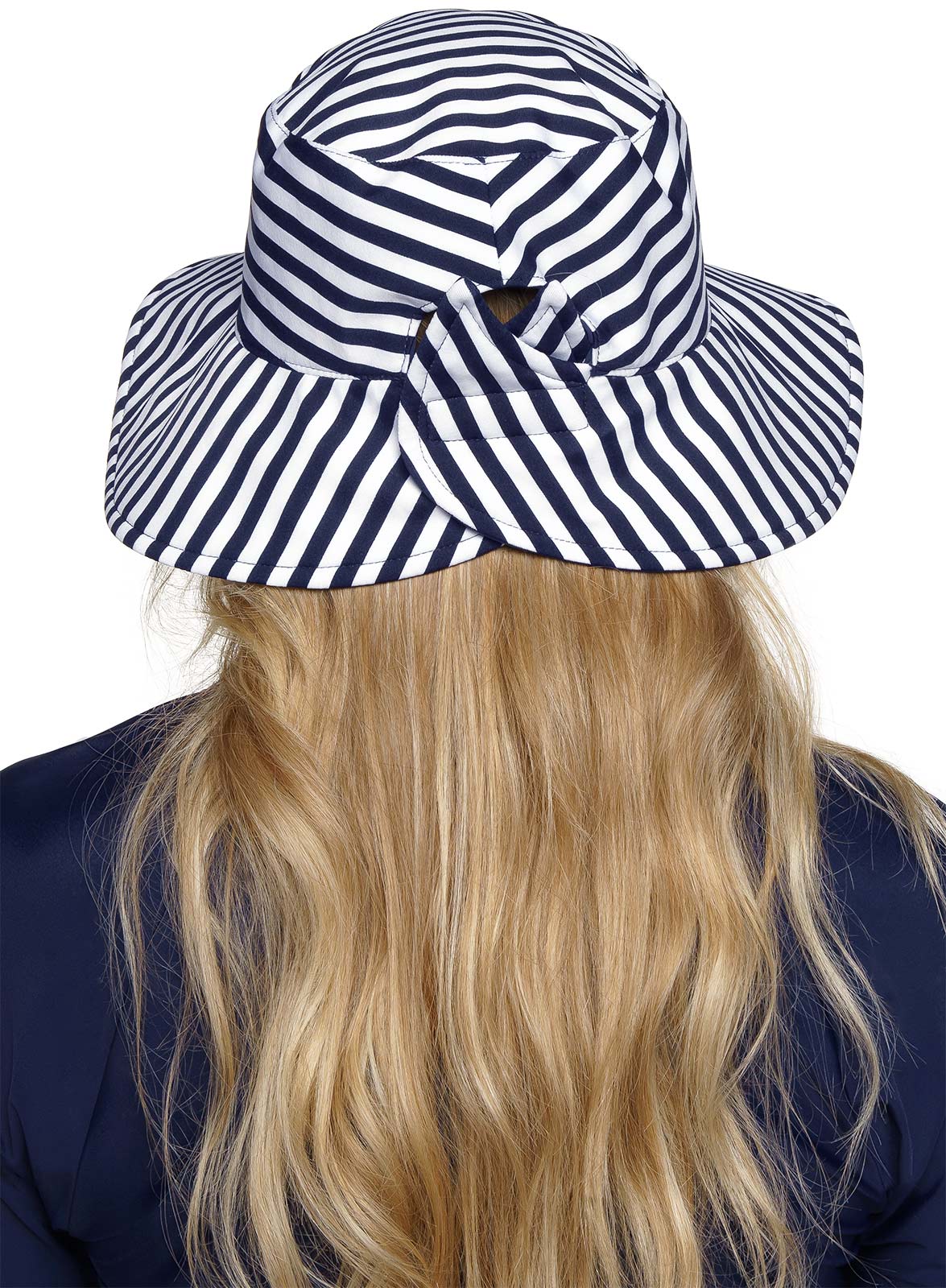 Women's Ariel Reversible Pool Hat | White/Navy Stripe