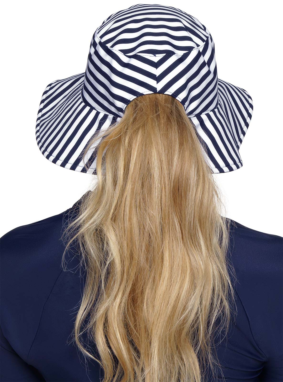 Women's Ariel Reversible Pool Hat | White/Navy Stripe
