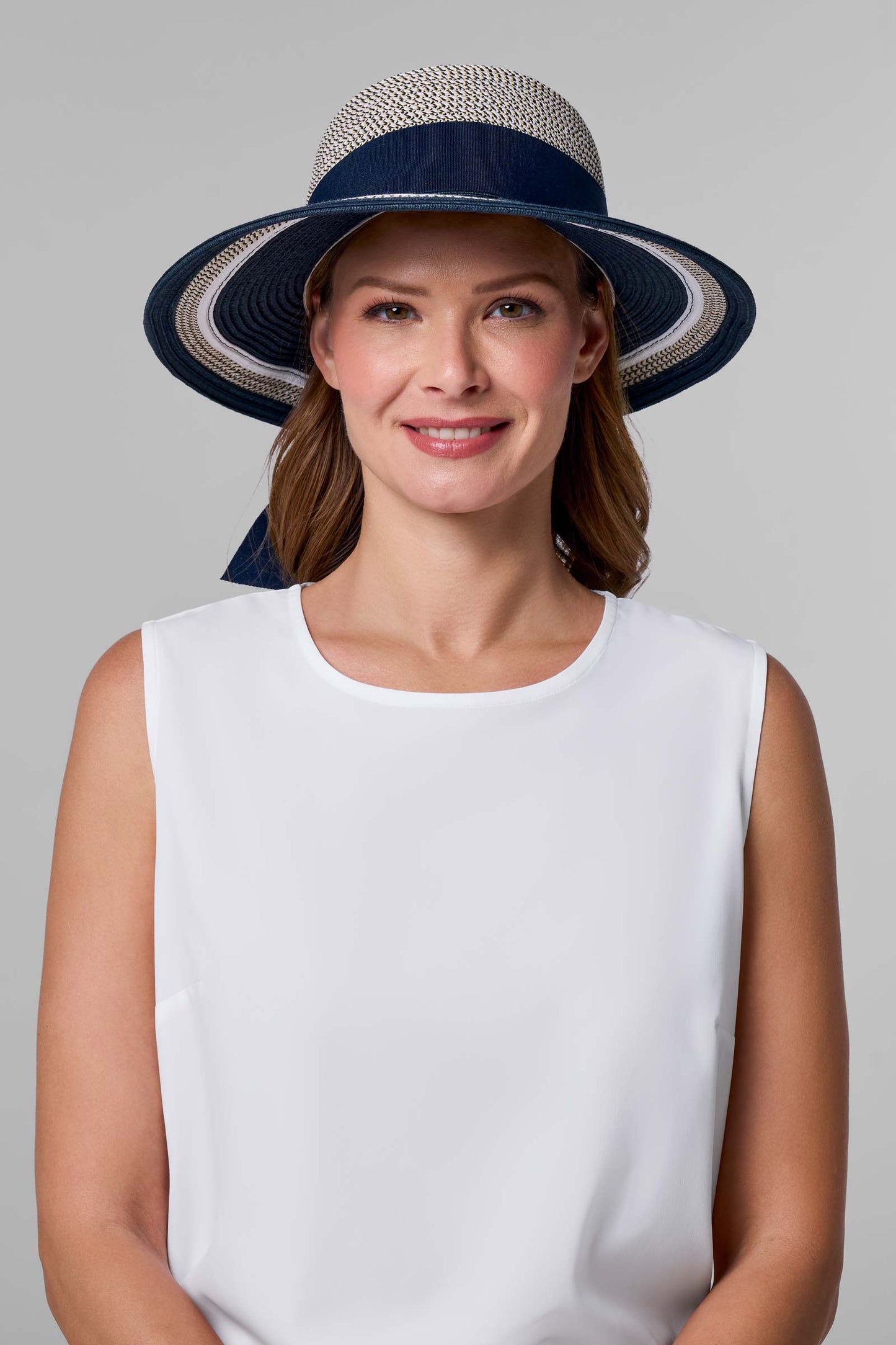 Women's Asymmetrical Clara Sun Hat | Navy/White