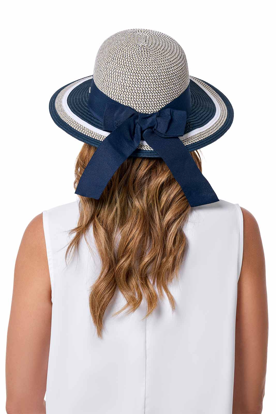 Women's Asymmetrical Clara Sun Hat | Navy/White