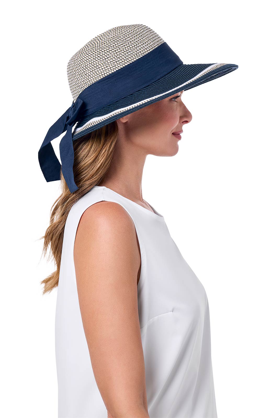 Women's Asymmetrical Clara Sun Hat | Navy/White