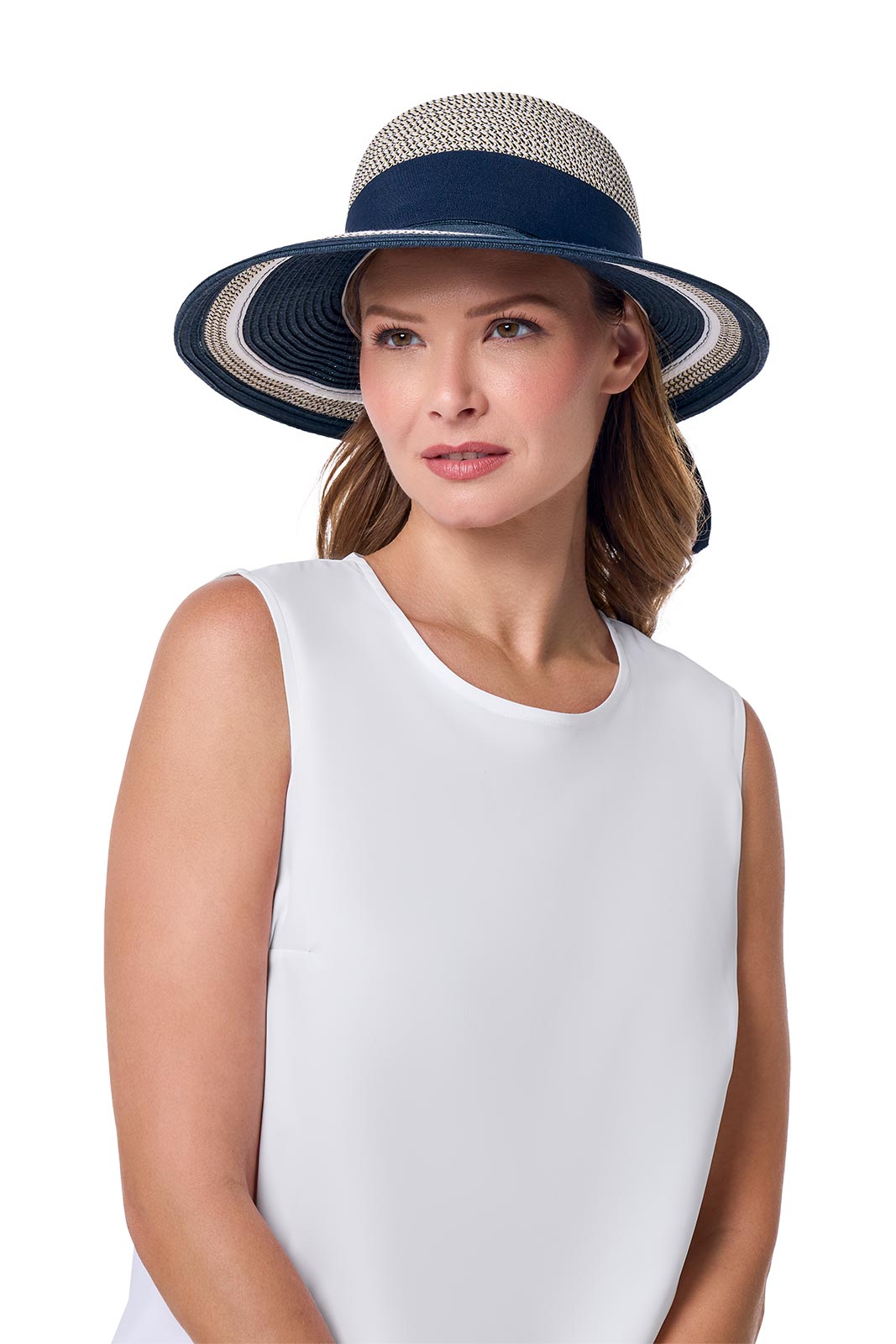 Women's Asymmetrical Clara Sun Hat | Navy/White