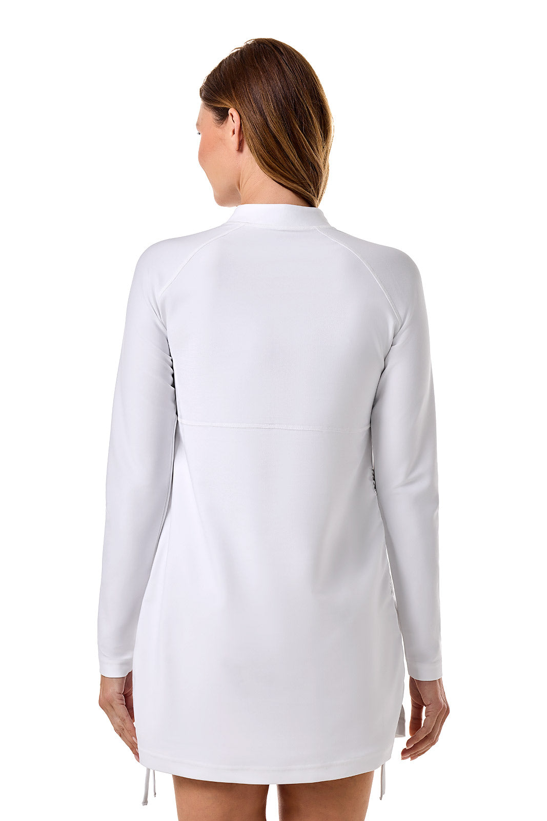 Women's Lawai Ruche Swim Shirt | White (Black Stitching)