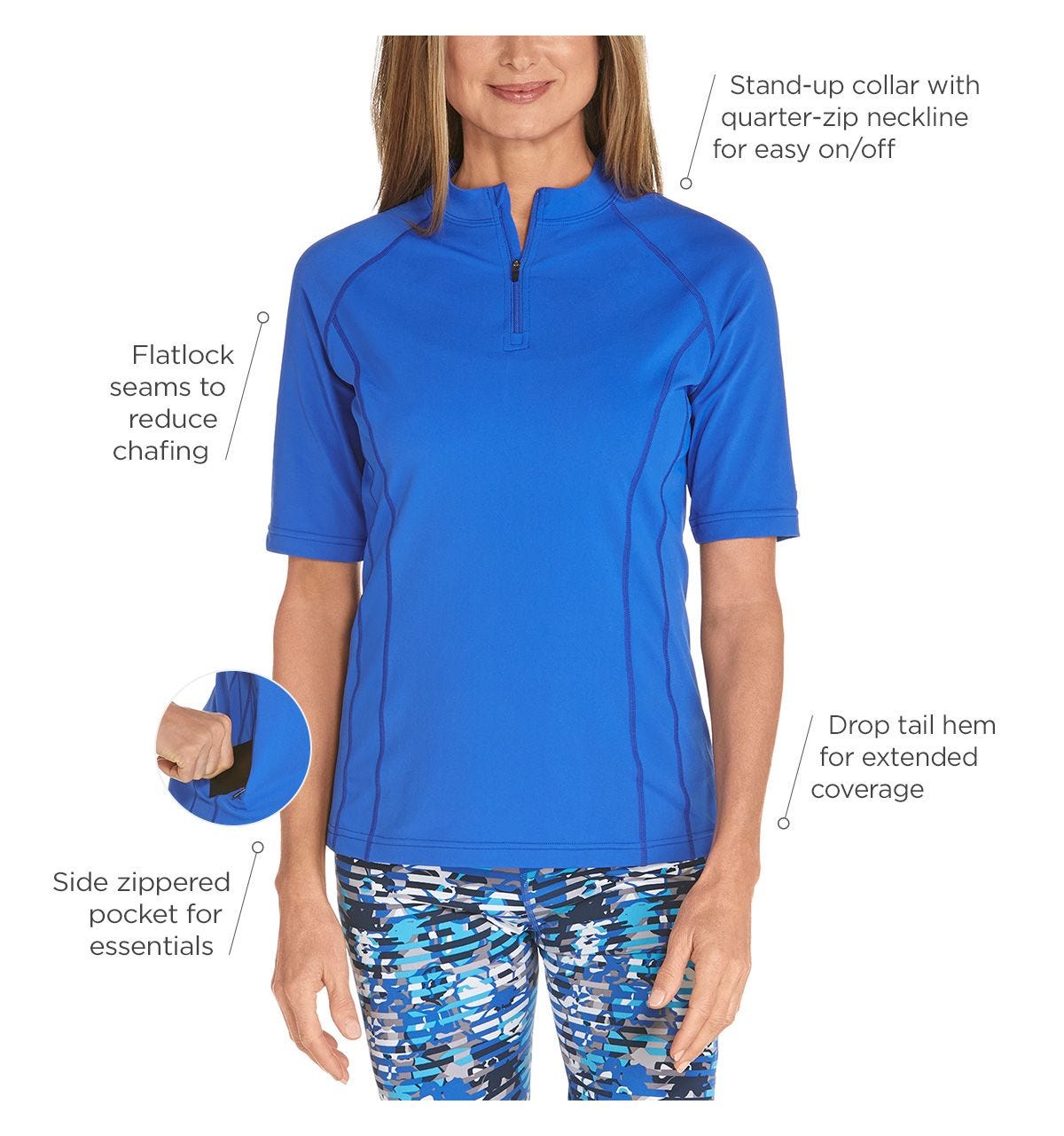 Women's Freestyle Short Sleeve Rash Guard | Baja Blue