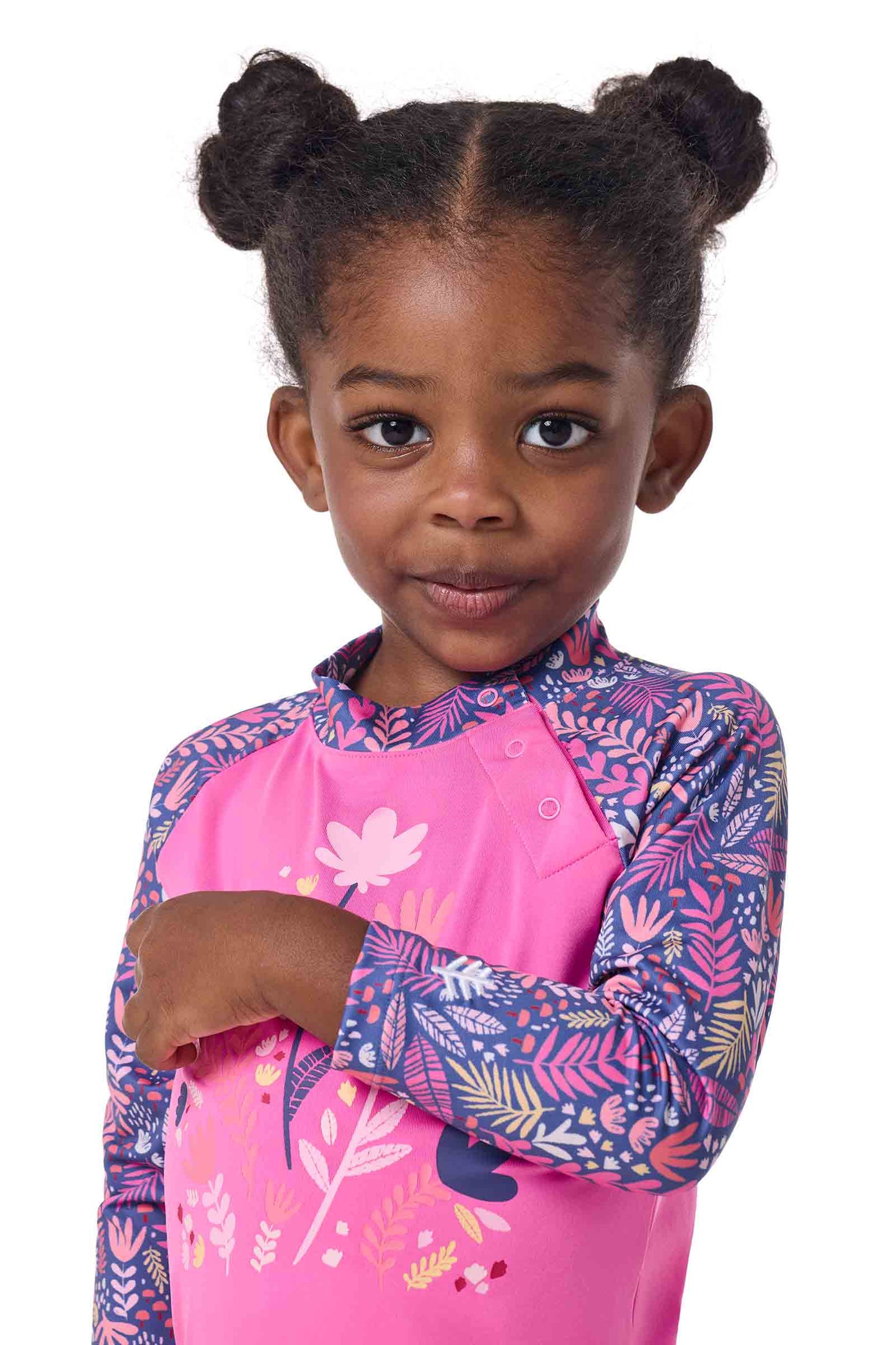 Kid's Beach One-Piece Swimsuit | Tulip Pink Blooming Forest