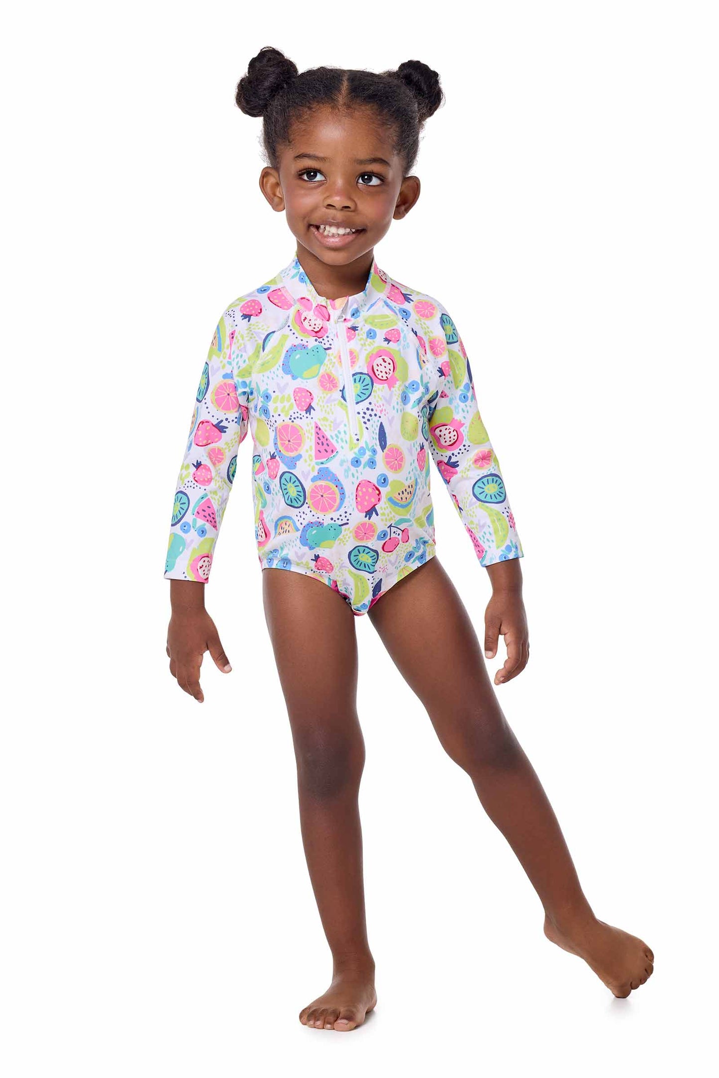 Kid's Wave One-Piece Swimsuit | White Fruit Party