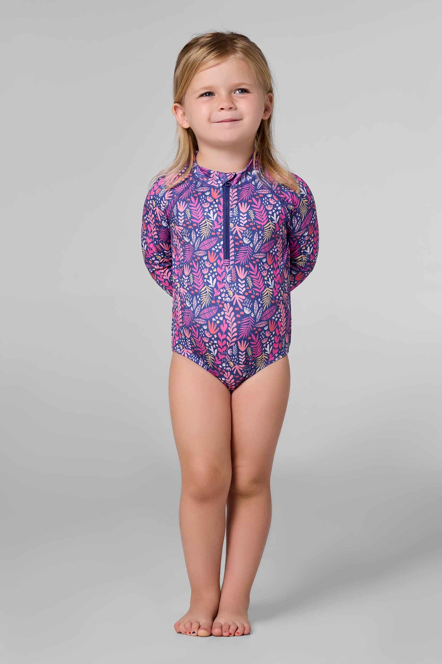 Kid's Wave One-Piece Swimsuit | Future Dusk Blooming Forest