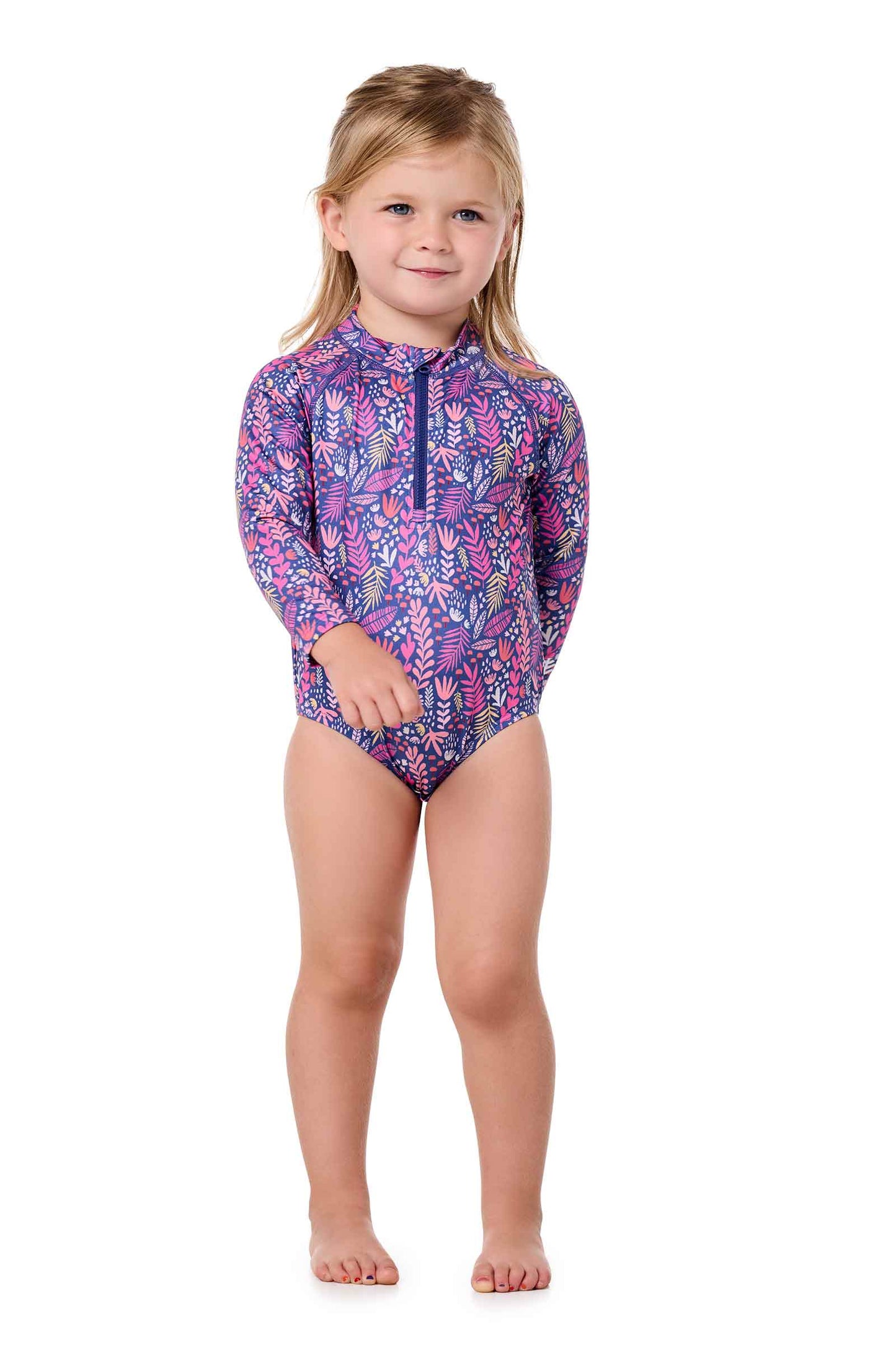 Kid's Wave One-Piece Swimsuit | Future Dusk Blooming Forest
