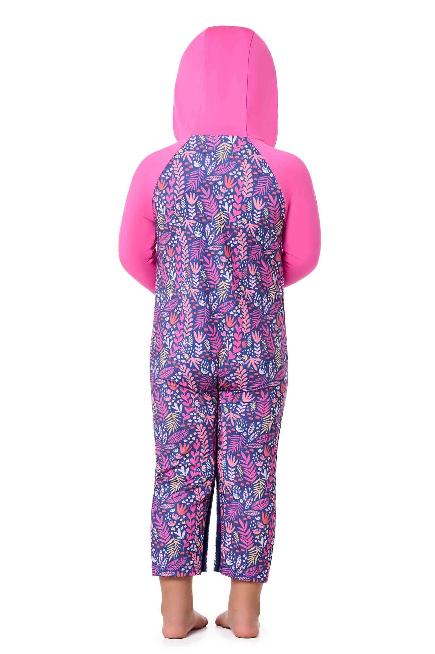 Kid's Finn Hooded One-Piece Swimsuit | Tulip Pink Colorblock