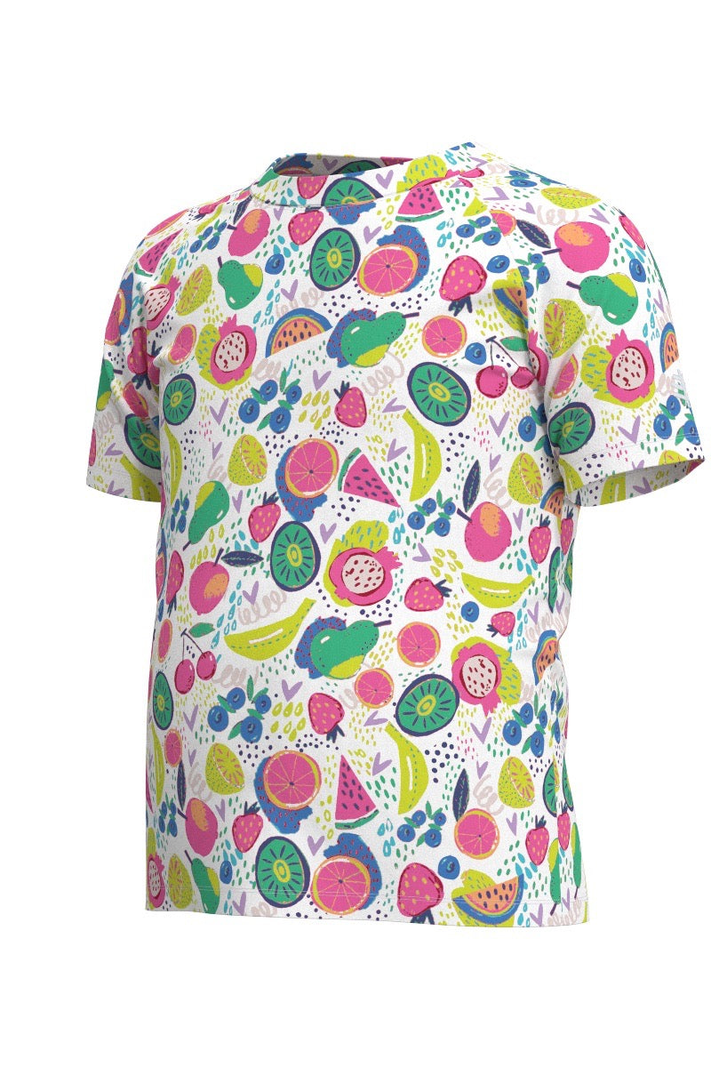 Kid's Sandshark Short Sleeve Surf Shirt | White Fruit Party