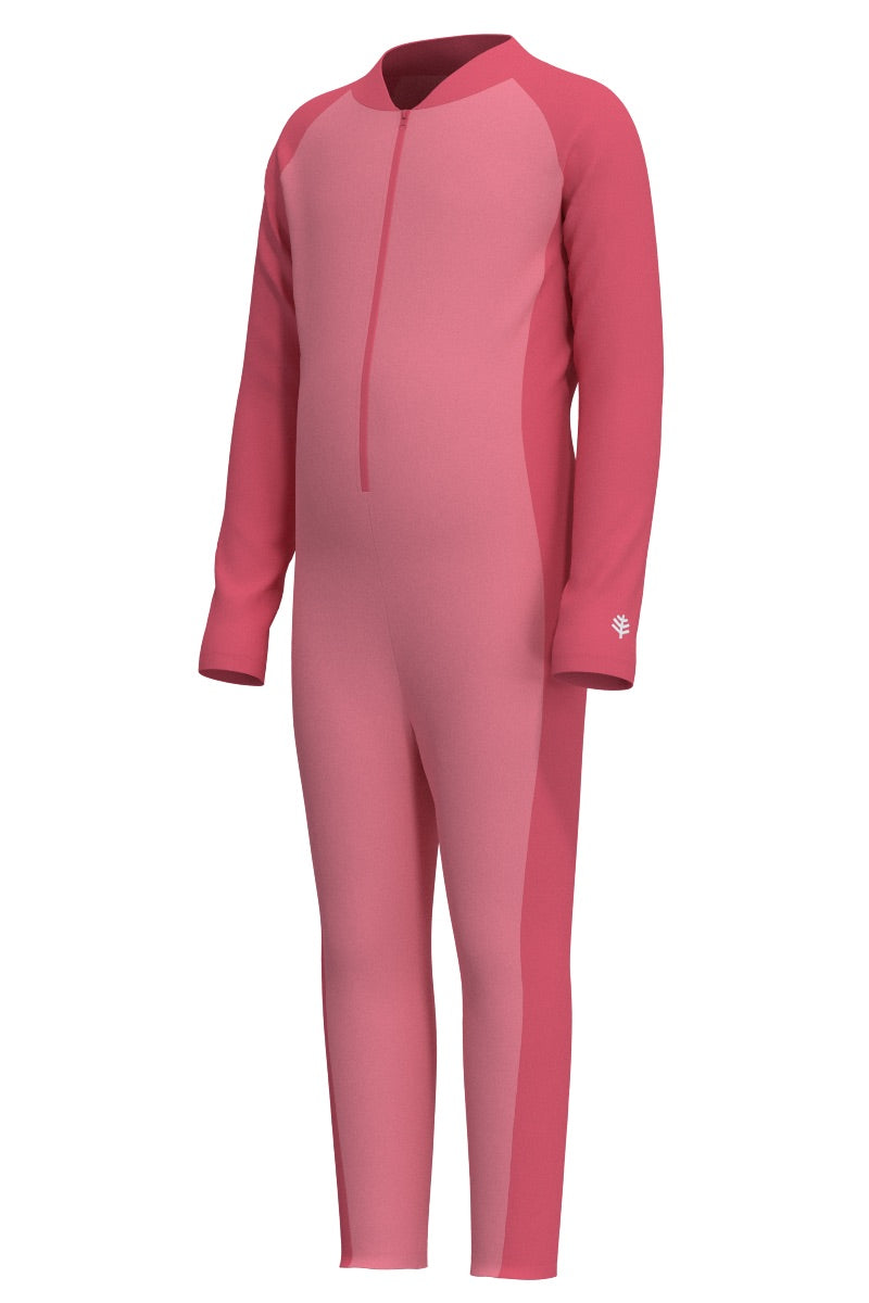 Kid's Barracuda Neck-to-Ankle Swimsuit | Flamingo Pink Colorblock