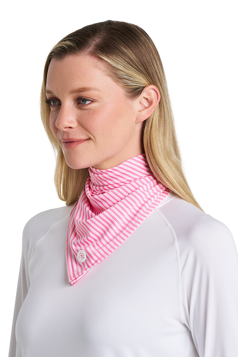 Unisex Virasana Performance Sun Bandana | Flamingo Pink/White Stripe