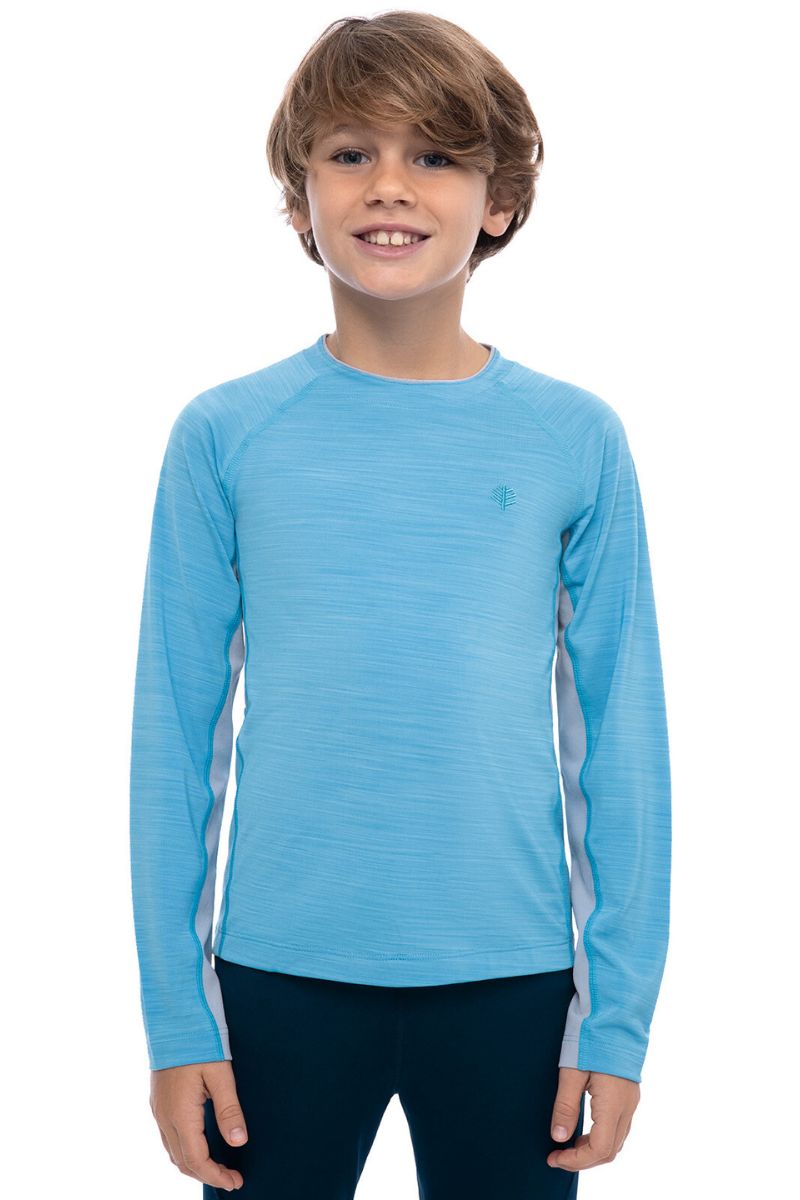 Kid's Ultimate Long Sleeve Rash Guard | Malibu Blue Line Texture
