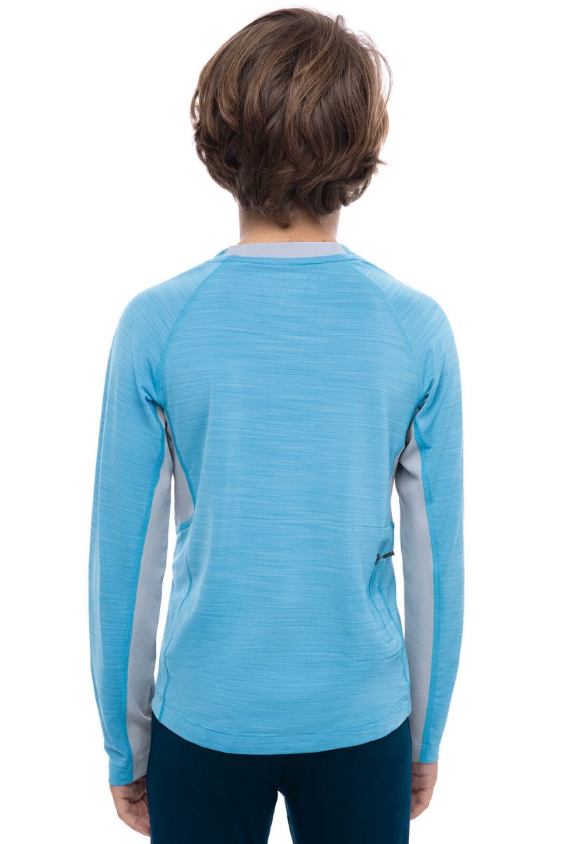Kid's Ultimate Long Sleeve Rash Guard | Malibu Blue Line Texture