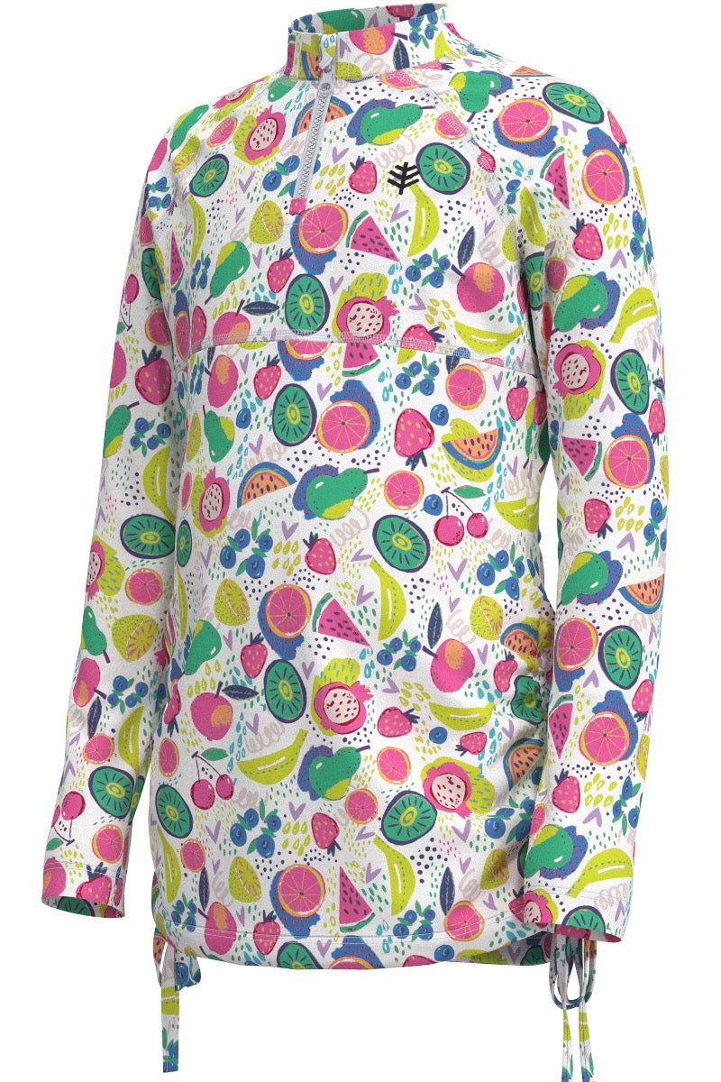 Kid's Lawai Ruche Swim Shirt | White Fruit Party