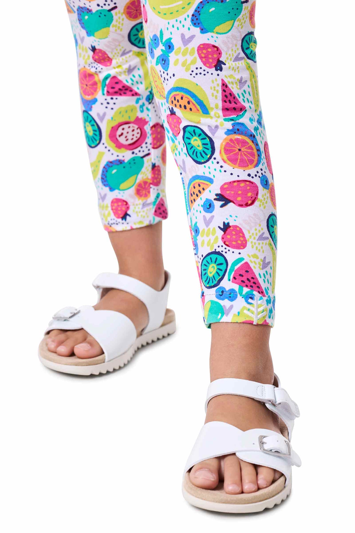 Kid's Monterey Summer Leggings | White Fruit Party