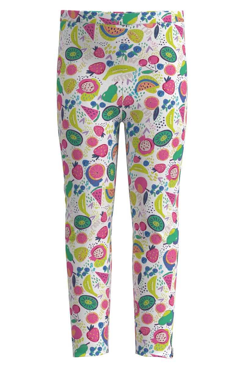 Kid's Monterey Summer Leggings | White Fruit Party
