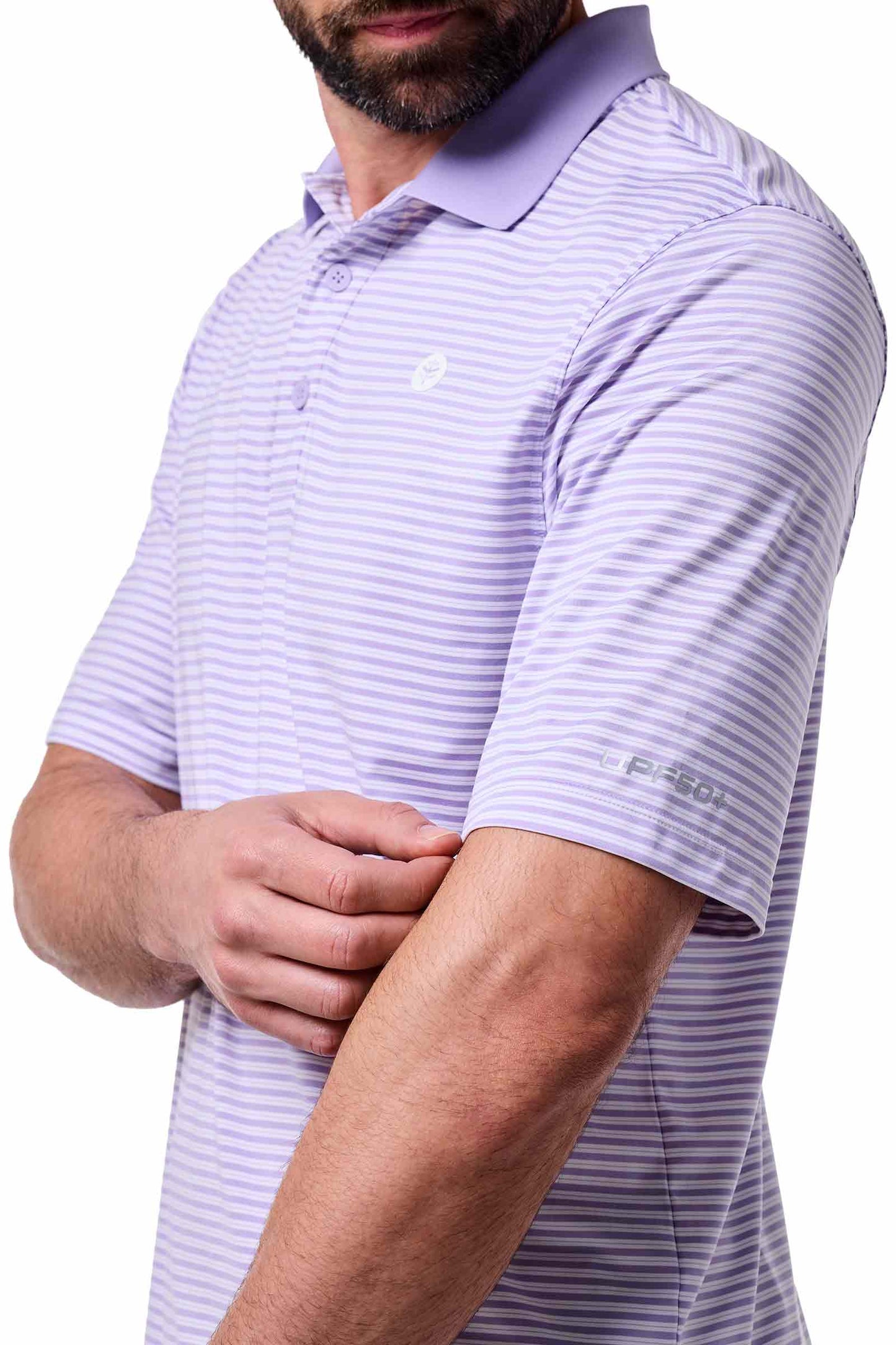 Men's Erodym Long Sleeve Golf Polo | Lavendula/White Stripe