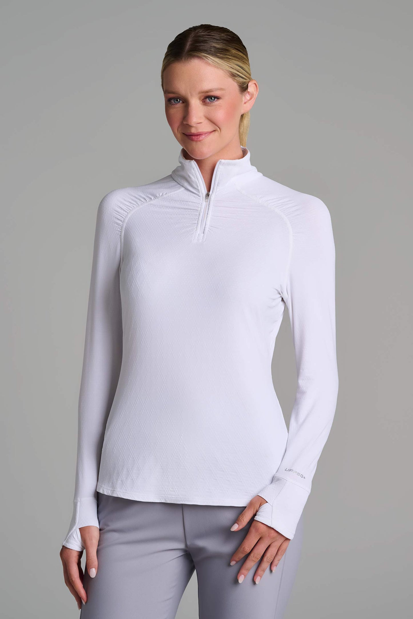 Women's Arabella Golf Quarter-Zip | White Diamond Jacquard
