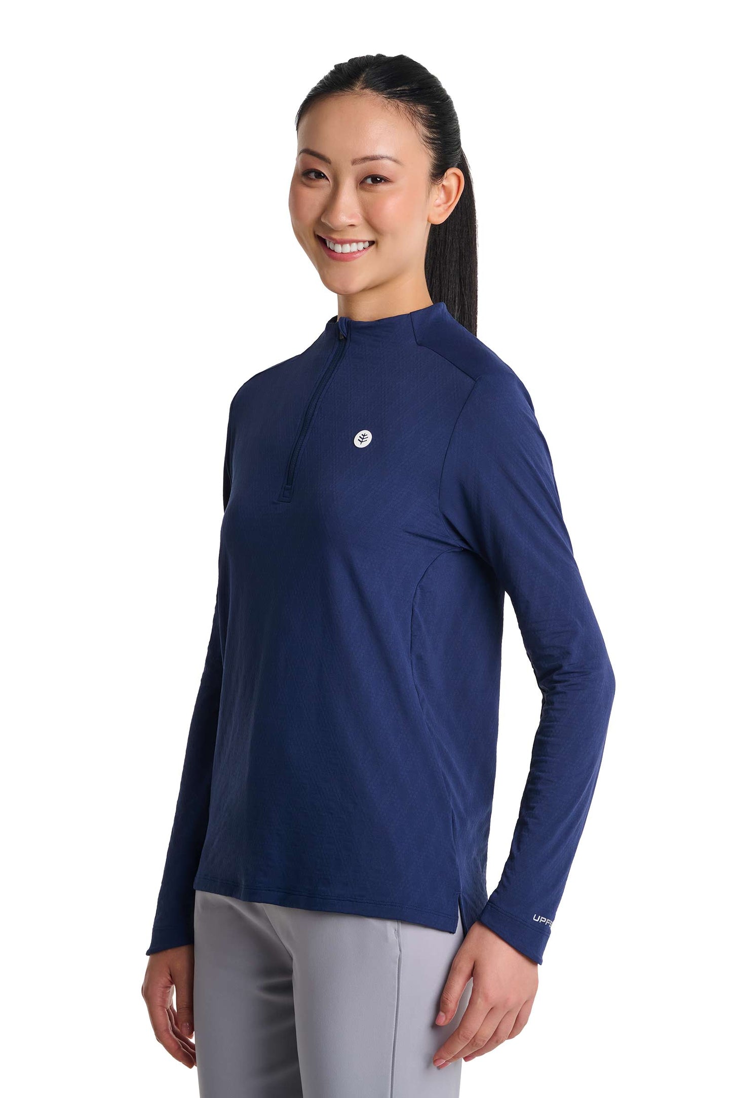 Women's Arabella Golf Quarter-Zip | Navy Diamond Jacquard